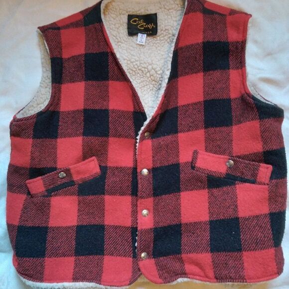 Vintage Cal Craft Fleece Lined Flannel Vest - Picture 1 of 6